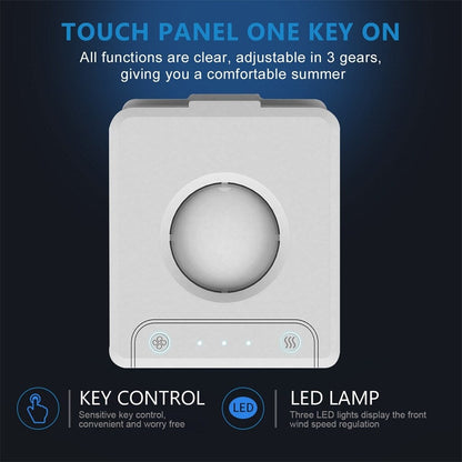 Mini air conditioner touch panel with clear controls for adjustable settings and LED indicators.